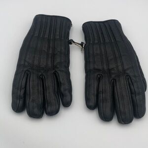 Vintage Black Quilted Youth or Women's Small Gloves Top Grain Cowhide Leather